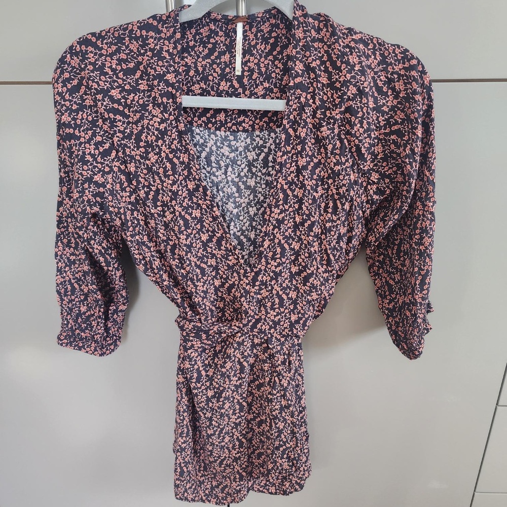 FREE PEOPLE CLARA TUNIC FLORAL MINI DRESS TOP - SIZE XS